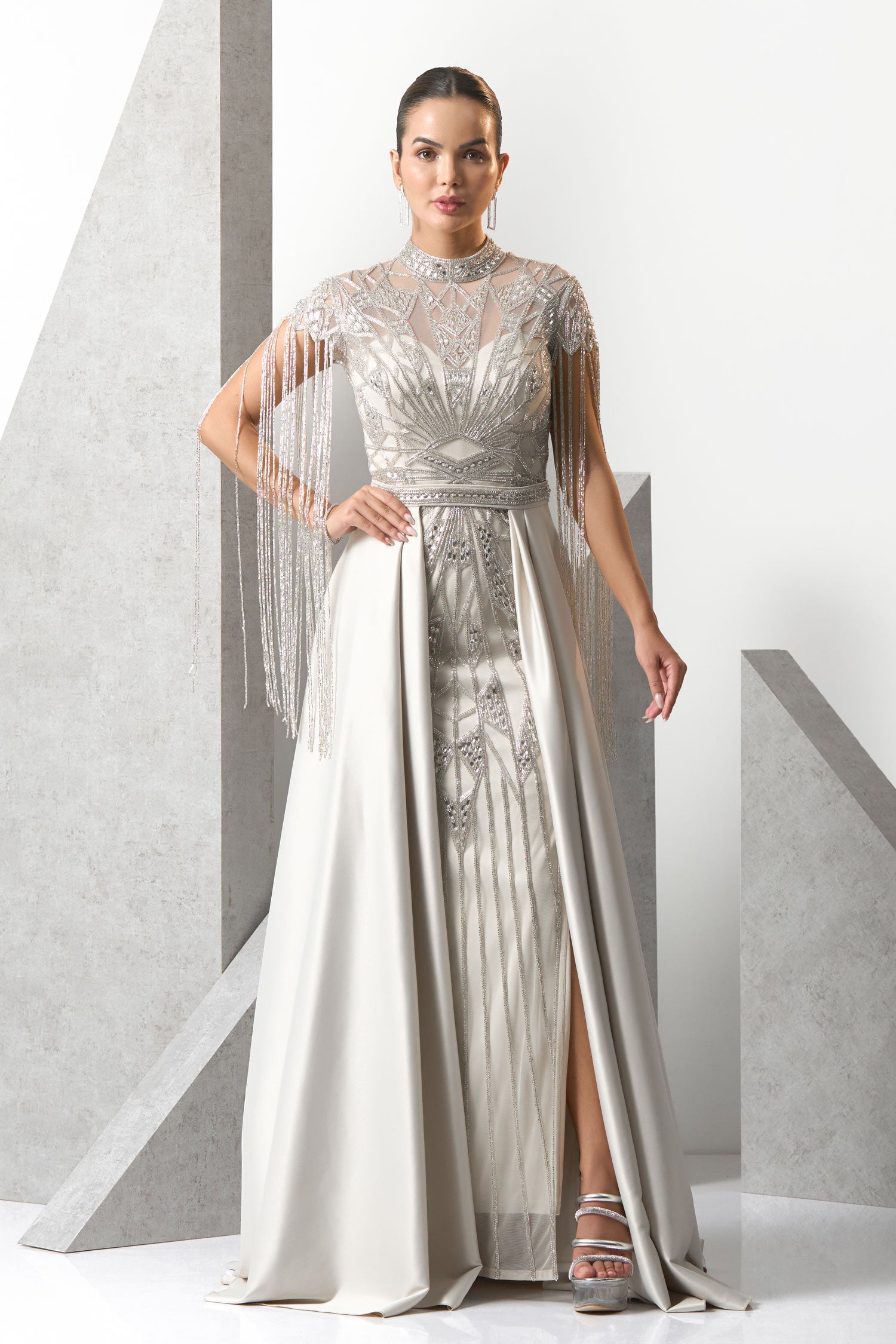 strapless open back dress Astrid Luxe Embroidery Princess Evening Gown